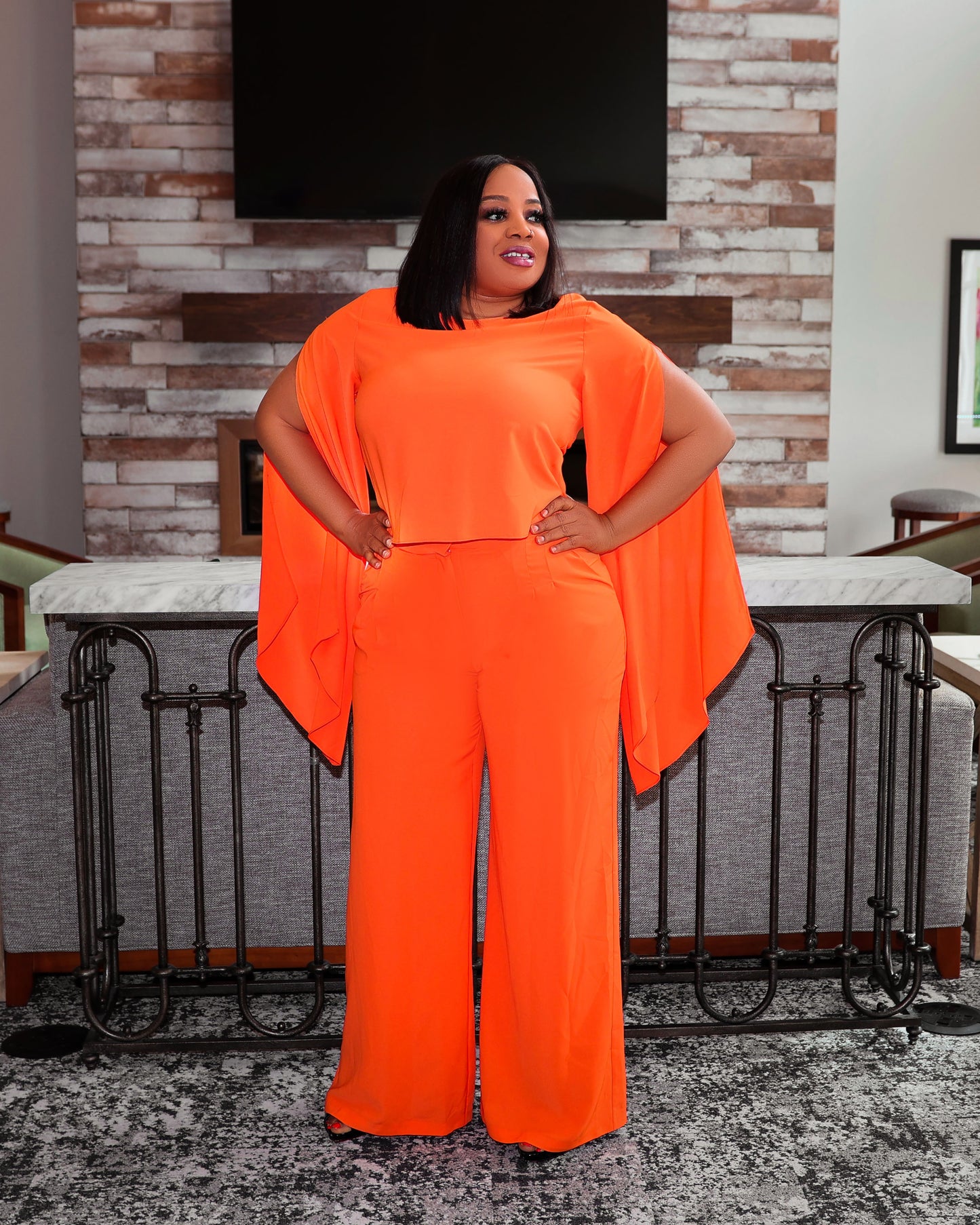 Orange outdoor two piece set