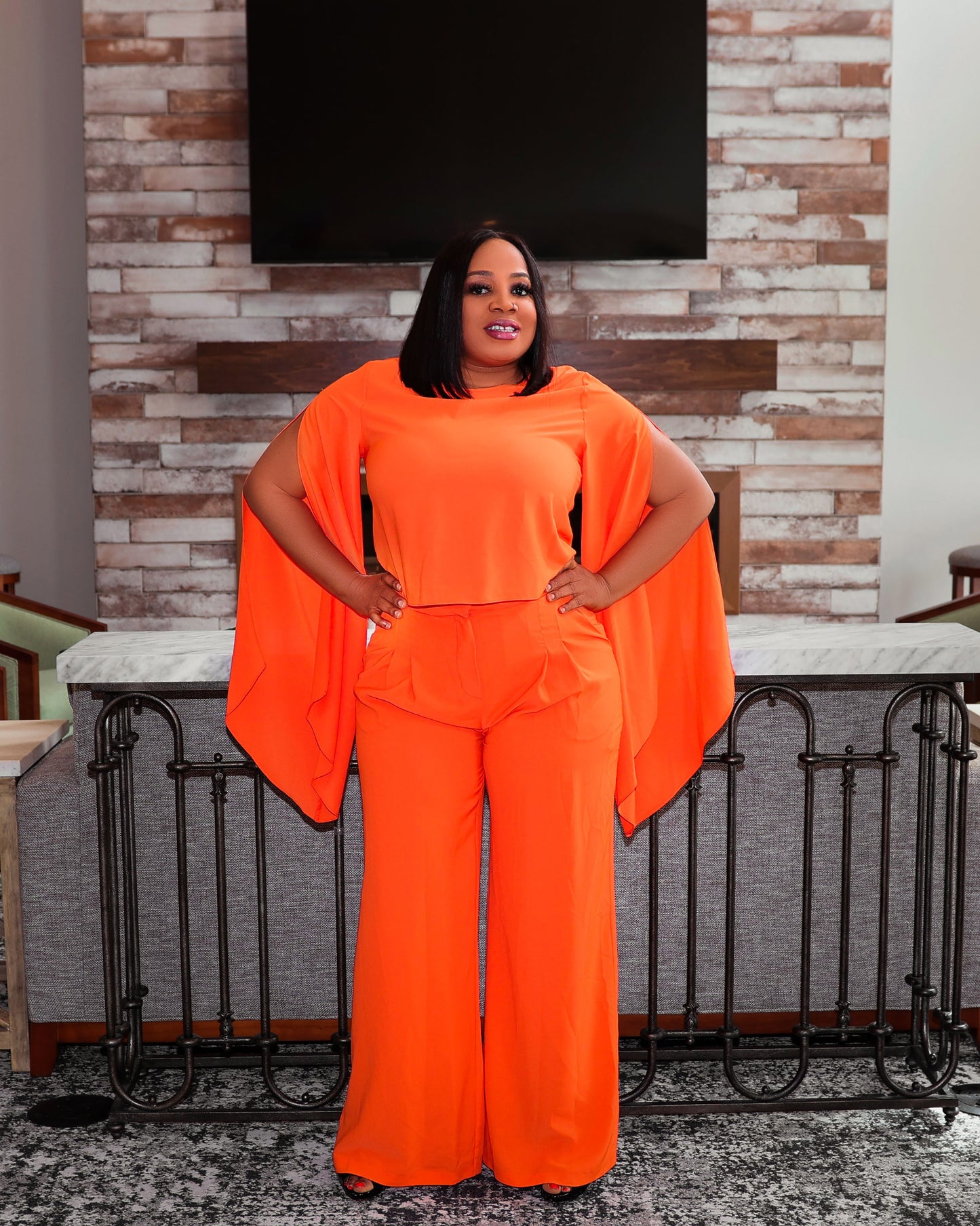 Orange outdoor two piece set