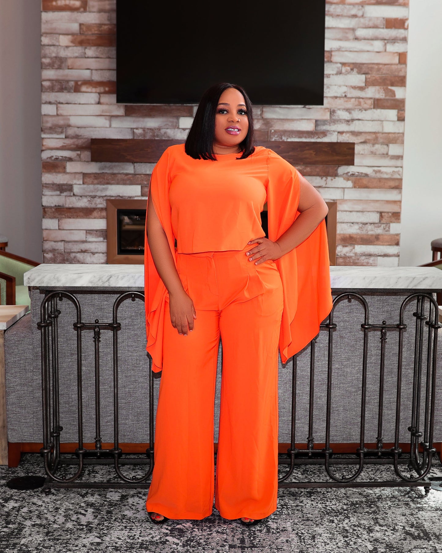 Orange outdoor two piece set