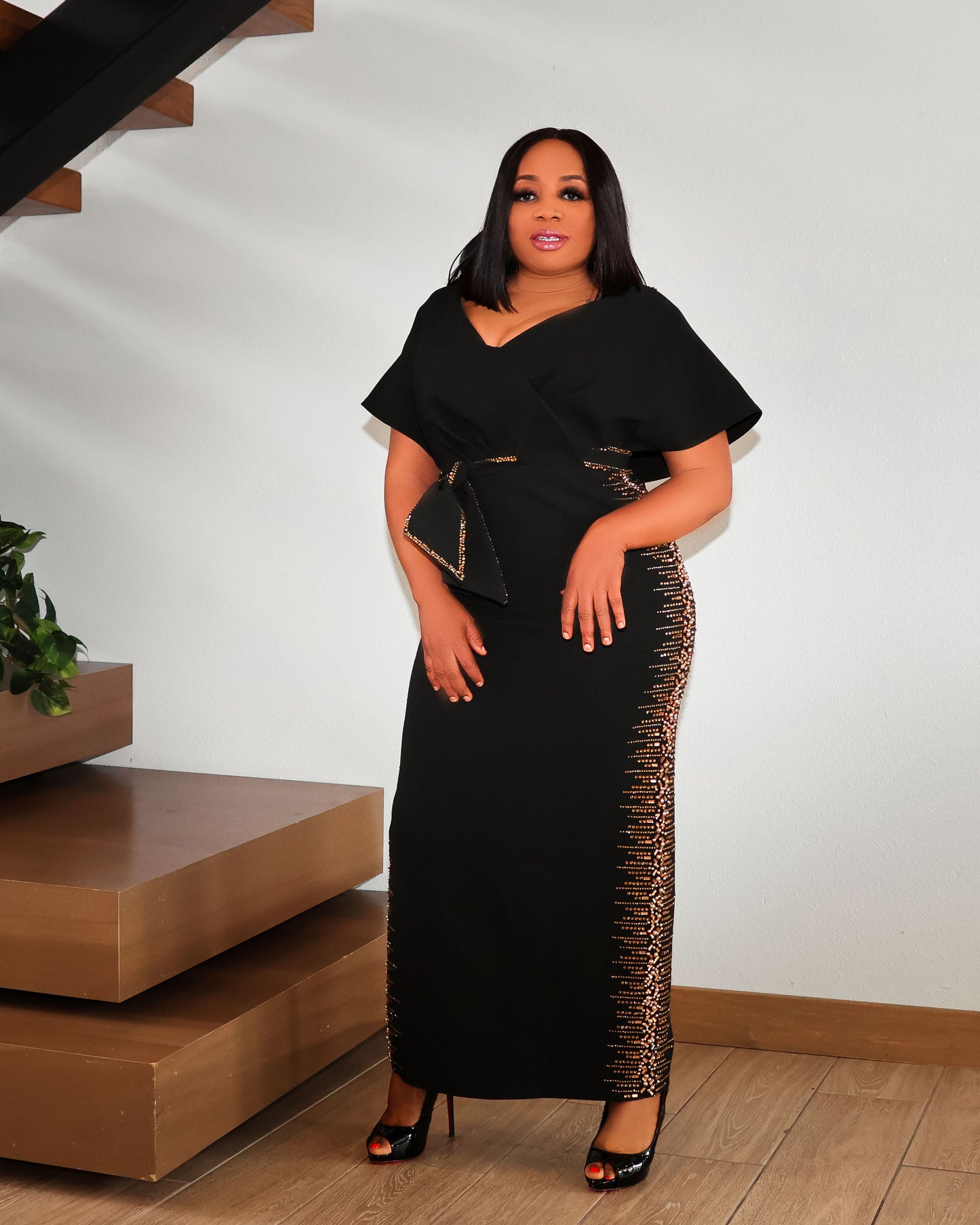 Black color beaded design dress
