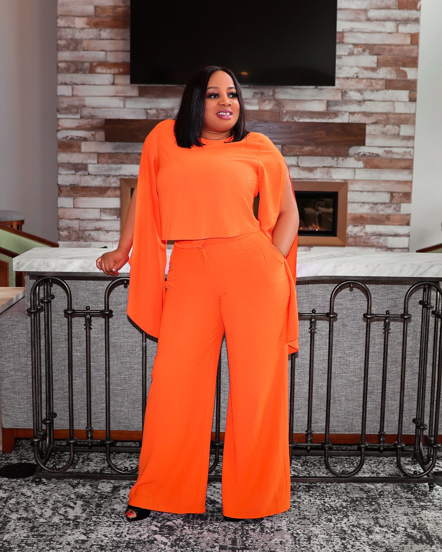 Orange outdoor two piece set