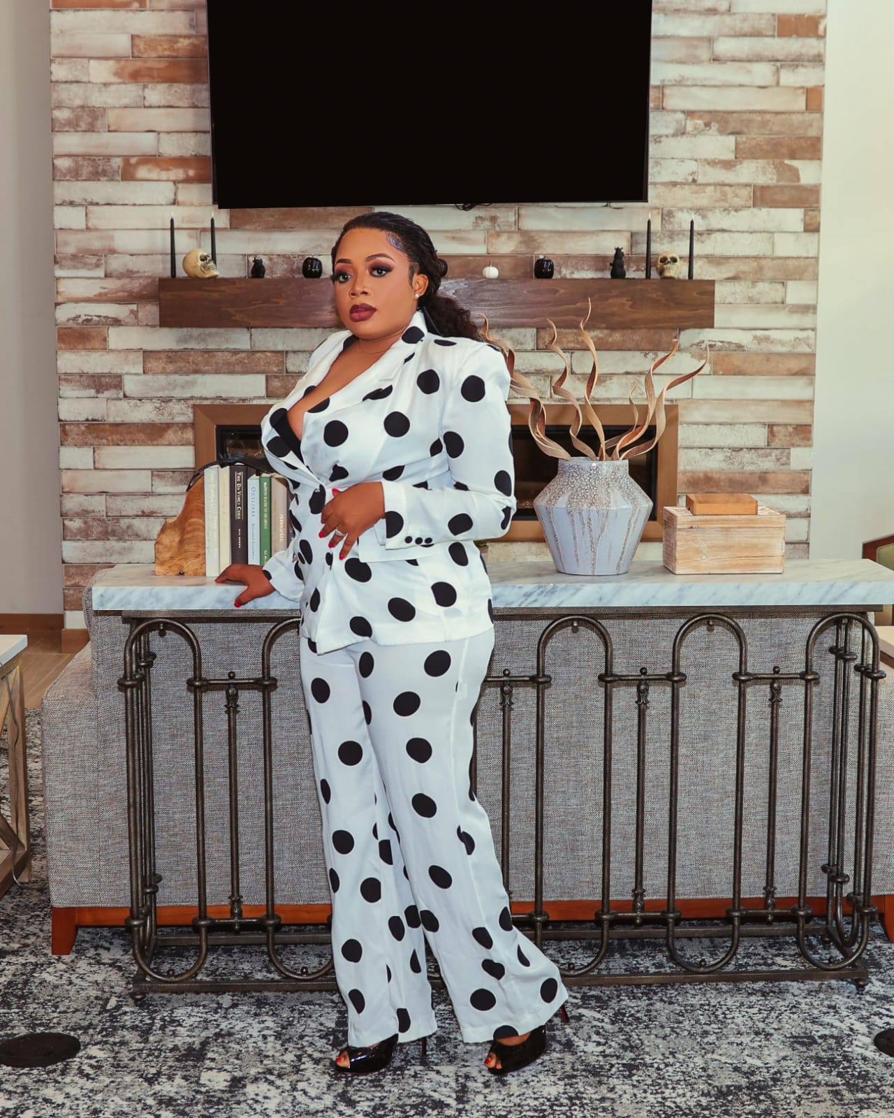 Black and White Two Piece Female Wear
