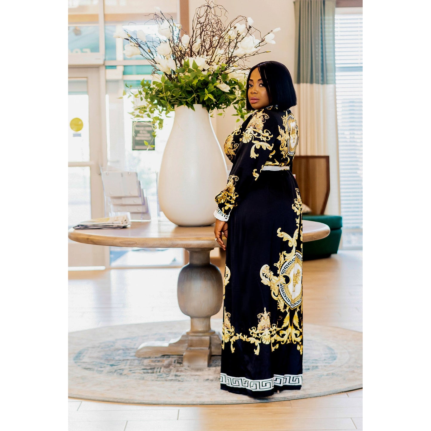 UPSCALE DIVA-PEARL EMBELISHED MAXI DRESS (NEW)