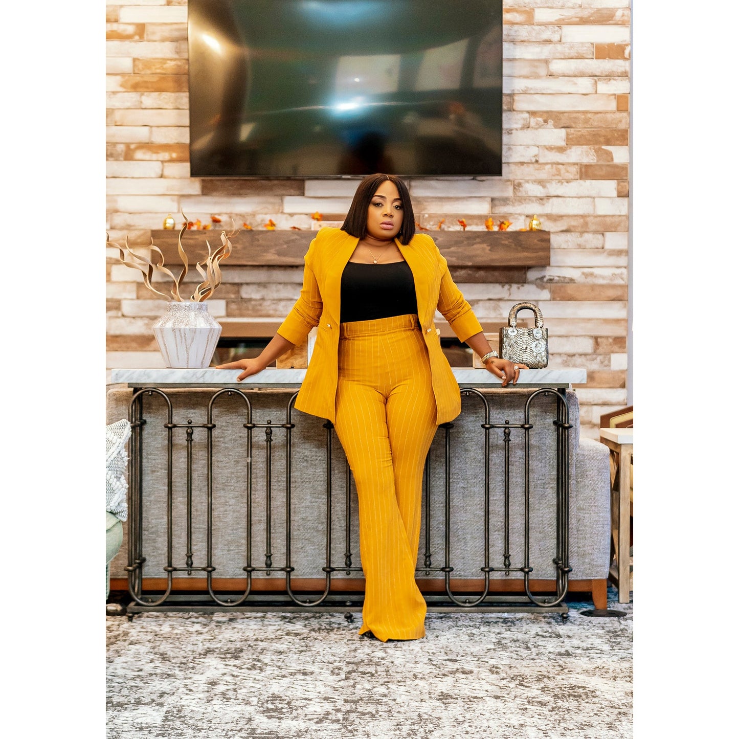 SLIM FORMAL FASHION DOUBLE BREATED THREE-PIECE SET SUIT